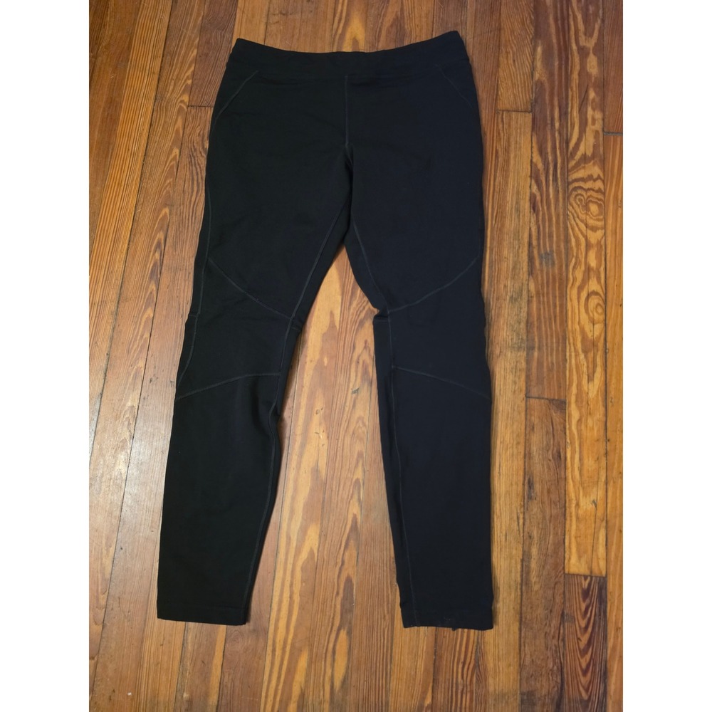 Patagonia Womens L Black Trail Running Leggings Reflective Zip Ankle Tights